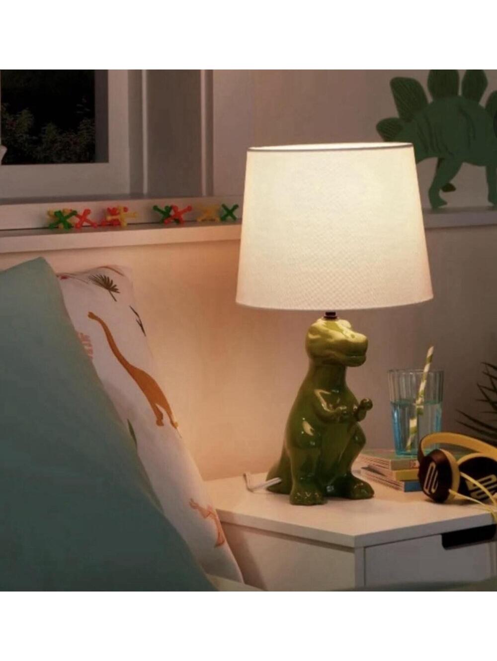 Dinosaur 13" Table Lamp T Rex Green Ceramic Target VINTAGE Pillowfort NO SHADE